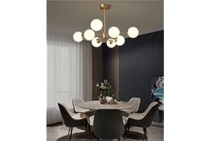 WHLL E27 kronleuchter vintage Modern Magic Bean Molekül Wohnzimmer Kupfer Pendelleuchte Glas Kugel Hängelampe Satelliten Gold Kronleuchter aus Kupfer Büro Küche Schlafzimmer Esszimmer Lüster (8-Köpfe)