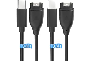 Voyorti laddningskabel för Garmin Watch laddningskabel USB typ C-2-pack | Kompatibel med Vivoactive, Fenix, Forerunner, Instinkt, Venu, Tactix, Approach,D2, Quatix och andra modeller