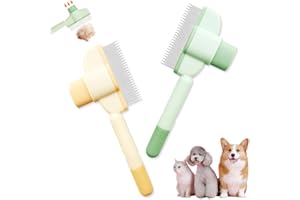 JYNVO 2 Pcs Peigne pour chats, peigne anti-puces autonettoyant pour animaux de compagnie, brosse de toilettage pour animaux de compagnie, avec bouton,pour un nettoyage rapide des poils errants