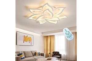 GHY Lampada Da Soffitto LED Moderna Design Creativo Fiore Dimmerabile Con Telecomando Petali Metallo Acrilico Plafoniera Camera Letto Camera Letto Arredamento Interno Lampadario,10 heads