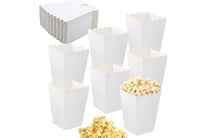 APOMOONS 50 Pièces Boîtes à Pop-Corn, Boites à Popcorn et Bonbons, Carton Bonbons Conteneur Popcorns Carton Boîtes à Popcorns pour Placer Collations de Fête Bonbon Pop-Corn edans Théâtres Cinémas (Blanc)