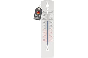 Lantelme Thermomètre de jardin extérieur 20 cm plastique blanc Température analogique -35 à +50 °C Mur de la maison 3188