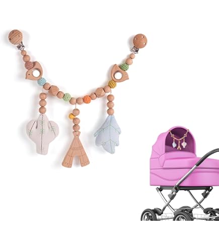 Chaîne De Poussette En Bois Avec Cloche - Jouet Bébé 0+ Mois, Lapin Crocheté, Développement Sensoriel - Cadeau Naissance - 10
