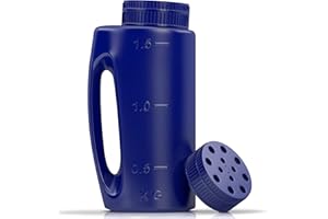 ABBCOERT Hand Held Spreader, Adjustable Opening Sizes, Hand Spreader Shaker Fertilizer Salt Spreader Grass Seed Spreader Plastic Garden Container, Insect repellent and More Heavy Duty - a Spare Lid (Blue)