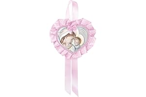 Albalù Sopraculla con Cuore maternità Rosa Argento Laminato Colorato - Misure 25x12cm Circa - Made in Italy.