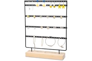 LEAZZLE Porte Bijoux, Presentoir Bijoux avec Base en Bois, Porte Boucle D'oreille pour Présenter les Boucles D'oreilles, Convient pour Ranger les Boucles D'oreilles, les Clous D'oreilles et Autres Bijoux