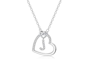 LIHELEI Damen Halskette Herz Buchstabe 925 Silber Kette Damen Personalisiere Kette, Geburtstags und Weihnachten Geschenk Für Frauen Mädchen Mama Freundin - A-Z