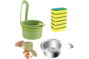 2 Cestello di Scarico per Lavello da Cucina, FORMVERSITY Scolapasta da Lavello Plastica, Portaspugne per Lavello Cucina, Scolapasta Acciaio Inox, Rifiuti Alimentari Rubinetto da Appendere