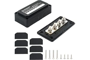 TIHOOK 48V 300A BusBar Box, Sammelschiene Box, Hochleistungsmodul Design, Stromverteilungsblock Sammelschiene, Stromverteiler, Verteilerkasten mit 4 M8 Anschlussbolzen für Auto RV Boat Yacht