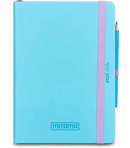 Agenda Mitama Giornaliera 2026 Lilla - Formato 15x21 Cm, Copertina Rigida, Con Elastico E Matita