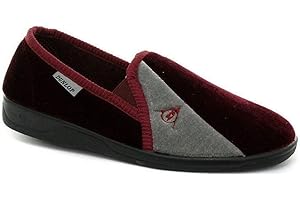 DUNLOP Duncan Mens Velour Twin Gusset Slippers