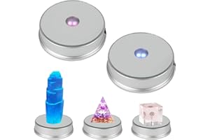 GOTRAIN Runde bunte LED-Lichtbasis für Kristalle, Glaskunstfigur, Merchandise, beleuchtete 7-farbwechselnde Lichtlampe, 3 AAA-Batterien betrieben (Weiß, 2 Stück)