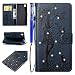 Produktbild EUWLY Glitzer Blume Schutzhülle für [Sony Xperia L1], Brieftasche Hülle Leder Tasche Flip Handyhülle für Sony Xperia L1, Sony Xperia L1 Mädchen Schmetterling Blumen Niedlich Katze Muster Luxus Kristall Glitzer Diamant Strass Lederhülle Ledertasche Handytasche Folio Klapphülle Flip Case mit Kartenfächer Standfunktion für Sony Xperia L1 + Blau Eingabestift Stylus Touch Pen-Mädchen Katze,Dunkelblau