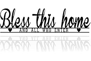 DUOOLN Bless This Home Wall Decor, Blessed Wall Decor Black Metal Bless This Home Sign, Metal Wall Art Farmhouse Entryway Sculptures for Home Decor Inspirational Quotes for Hallway, Kitchen, Living Room