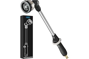 ESOW Garden Hose Wand 16 Inches, Watering Sprayer Wand with 9 Watering Patterns, 180° Adjustable Swivel Head, 100% Heavy Duty Metal Hose Nozzle, Thumb Control On Off Valve
