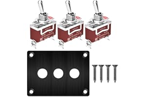 Gebildet 3 Gang 15A 250VAC/20A 12VDC, Interruptor Basculante de Panel Metálico SPST 2 Posiciones 2 Pines, Placa de Interruptor de Encendido/Apagado