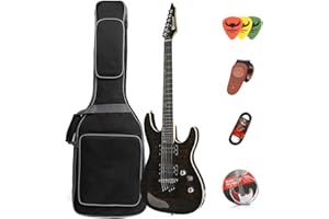BULLFIGHTER Chitarra elettrica principianti principianti adulti pratica chitarra elettrica prestazioni avanzate set professionale grade D170 (nero)