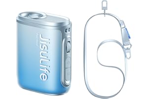 JISULIFE Ventilateur de taille portable, 100 vitesses, 40 000 tr/min, mini ventilateur personnel portable pour le cou, USB batterie 4 500 mAh 16 h, écran LED, cadeau de voyage en plein air - Blu