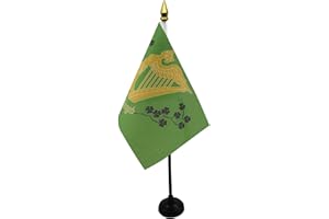 AZ FLAG Bandera de Mesa de Irlanda Erin GO Bragh 15x10cm - BANDERINA de DESPACHO Irlandesa 10 x 15 cm Punta Dorada