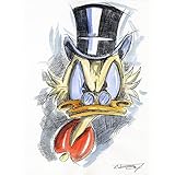 Original Feder und Aquarell auf Aquarellkarton:Dagobert Angry Scrooge / 24x32 cm