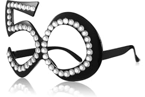 Photect Birthday Glasses, Novelty Birthday Eyeglasses, Number Crystal Frame, Funny Costume Sunglasses, Anniversary Party Glasses for Birthday Decorations Celebration Party Favors (50 Shaped Style)