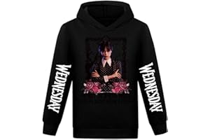 DROLA Wednesday Sweat à Capuche en Coton, pour Les Enfants garçons Filles vêtements série TV Tee Tops Manches Longues décontracté Fit Unisexe Costume