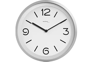 TECHNO LINE Technoline WT 7400 Nowoczesny zegar ścienny z czujnikiem wykrywania nocy Automatyczne płytkie podświetlenie, gdy robi się ciemno Plastik Średnica 25,4 cm Chrom/Srebrny 25,4 x 4,3 x 25,4 cm