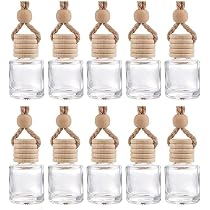 10 Flacons Parfum Voiture Suspendus - Diffuseur Huiles Essentielles Avec Bouchon Bois - 8ml - Forme Diamant