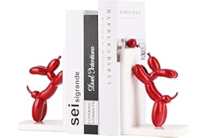 SHENGTIAN Fermalibri per cani con palloncino in resina, libreria creativa, mensola bianca a forma di L, fermalibri moderni per cani, resistente, adatto per biblioteche, ufficio, librerie
