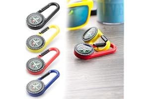 ANTEVIA MATÉRIAUX ANTEVIA – Juego de 4 mosquetones con brújula | Más de 10 modelos | Camping senderismo al aire libre | Material: plástico | Colores: azul amarillo negro rojo (Clark)