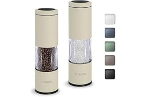 TLYSXPRO Juego de Molinillos de Sal y Pimienta con Molienda Ajustable | Molinillo de Pimienta Manual con Diseño Recargable | Núcleo de Cerámica | Esencial de Cocina (2 Piezas, Buttercream)