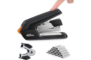 Sokiwi Arbeitssparendes Heftgerät,tacker büro Für 40-50 Blatt Kapazität,mit 1500 Heftklammern und Heftklammerentferner,für Büro Schule Heim Schreibtisch Zubehör Metall Hefter(Schwarz)