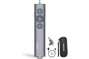 Norwii USB C Präsentationsklicker mit grünem Lichtpointer, wiederaufladbarer PowerPoint-Klicker, Präsentation Remote,Long Range Wireless Presenter for der Tablet-Computer/der Laptop/e-Book