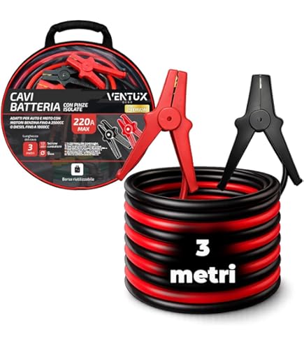 TOPDC Cavi Batteria 1 AWG 9,2m 800A - Set Per Auto, SUV E Camion Con Morsetti UL E Borsa Trasporto