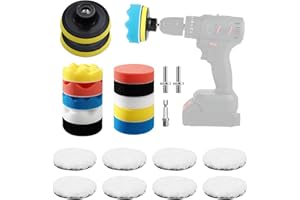 SZEBISOA Kit polissage voiture 23 pcs avec pads 80mm – accessoire visseuse, adaptateur perceuse & velcro inclus – idéal comme kit renovation phare pour toute lustreuse polisseuse voiture.