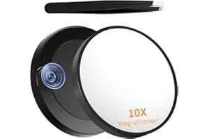 VINPAM 10x Magnifying Mirror – Compact Travel Makeup Mirror with Suction Cup, Small Bathroom & Vanity Mirror for Precise Face, Eyebrow Grooming & Cosmetic Use