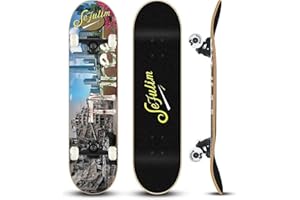 Sefulim Completo Skateboard para Principiantes, 79 x 20 cm Completo Skateboard para Adolescentes Adultos, 9 Capas Monopatín de Madera de Arce ABEC-7 Skateboard, Longboards