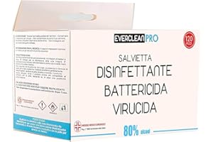Salviette disinfettanti Everclean Pro® 80% di Alcool - 120 pack Battericida Virucida Presidio Medico Chirurgico - Mani, cute integra ed oggetti non porosi