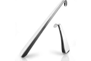 Sinwind Chausse-pied métal long, 2 pièces 42cm&16cm Acier Inoxydable Métal Shoe Horn Pieds - Convient pour toutes les tailles de pieds - Facile à utiliser