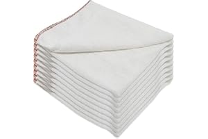 LAAM LINEN 100% Soft Cotton Extra Large Double Layered Super Jumbo Cleaning Dish washing up Cloths 40x50cm Premium Quality Pack of 10 to 100 (5, White)