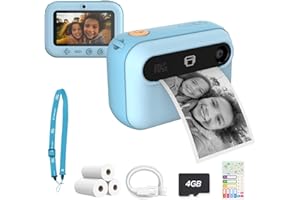 Aparat dla dzieci, natychmiastowy nadruk, myFirst Insta 20, aparat cyfrowy do selfie, dla dzieci, bez atramentu, z papierem termicznym (niebieski)