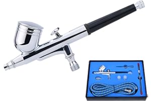 QIUMIN Alta qualità aerografo pistola con ugelli e aghi da 0,2mm 0,3mm 0,5mm, mini spruzzatore a doppia azione, per tatuaggi sulle unghie, nail art, torte, trucco, modellismo e altri mestieri