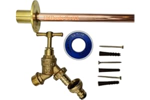 UKDEALS DIRECT UKDD® Outside Garden Tap Kit with Through Wall Flange with Fixings (Outdoor Garden Bib Tap with Wall Flange Tube, PTFE, Screw & Wall Plugs Kit)