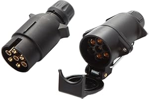 Feuunly Spina per Rimorchio 7 Poli e Presa per Rimorchio 7 Poli, 12V Impermeabile Connettori Rimorchio 7 Poli, Presa a 7 Poli con Gancio, per ​Rimorchio RV Caravan Camion (Fine della Vite)