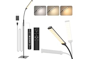 Mojimdo 120 LED Stehlampe, helle Stehlampen für Wohnzimmer, 3 Farbmodi & 10 Helligkeiten 3000K-6000K Standlicht, Schwanenhals Leselampe mit Fernbedienungen für Schlafzimmer Büro