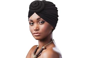 DRESHOW 1 Stück Afrikanischer Damen Turban Geflecht Kopfbedeckung Kopftücher Chemo Kappe Vorgebunden Beanie Mütze Kopfwickel Schlafmütze