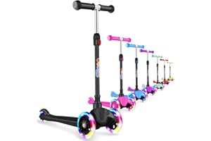 BELEEV A1 Trottinette pour Enfants de 2 à 6 Ans, Trottinette à 3 Roues pour Tout-Petits, Filles et Garçons, LED Roues Lumineuses, Hauteur Réglable, Inclinée pour Diriger, Plateau Antidérapant