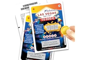 MIMI GRANDIT Demande parrain, marraine, jeu de grattage, idée cadeau originale carte à gratter futur parrain, future marraine (carte marraine + carte parrain Las Vegas)