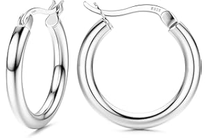Chriscoco Orecchini Cerchio Argento 925 per Donna Ipoallergenico Leggero Orecchini a Cerchio 13/15/20/25/30/40/50mm