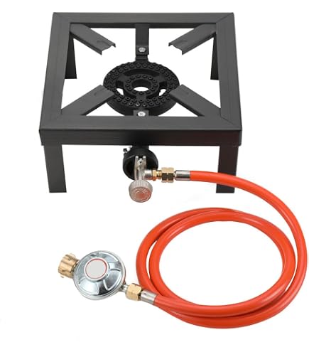 Plaque De Cuisson à Gaz 1 Feu Portable – Réchaud Camping Puissant Avec Allumage Électronique, Tuyau Et Réducteur De Pression Inclus